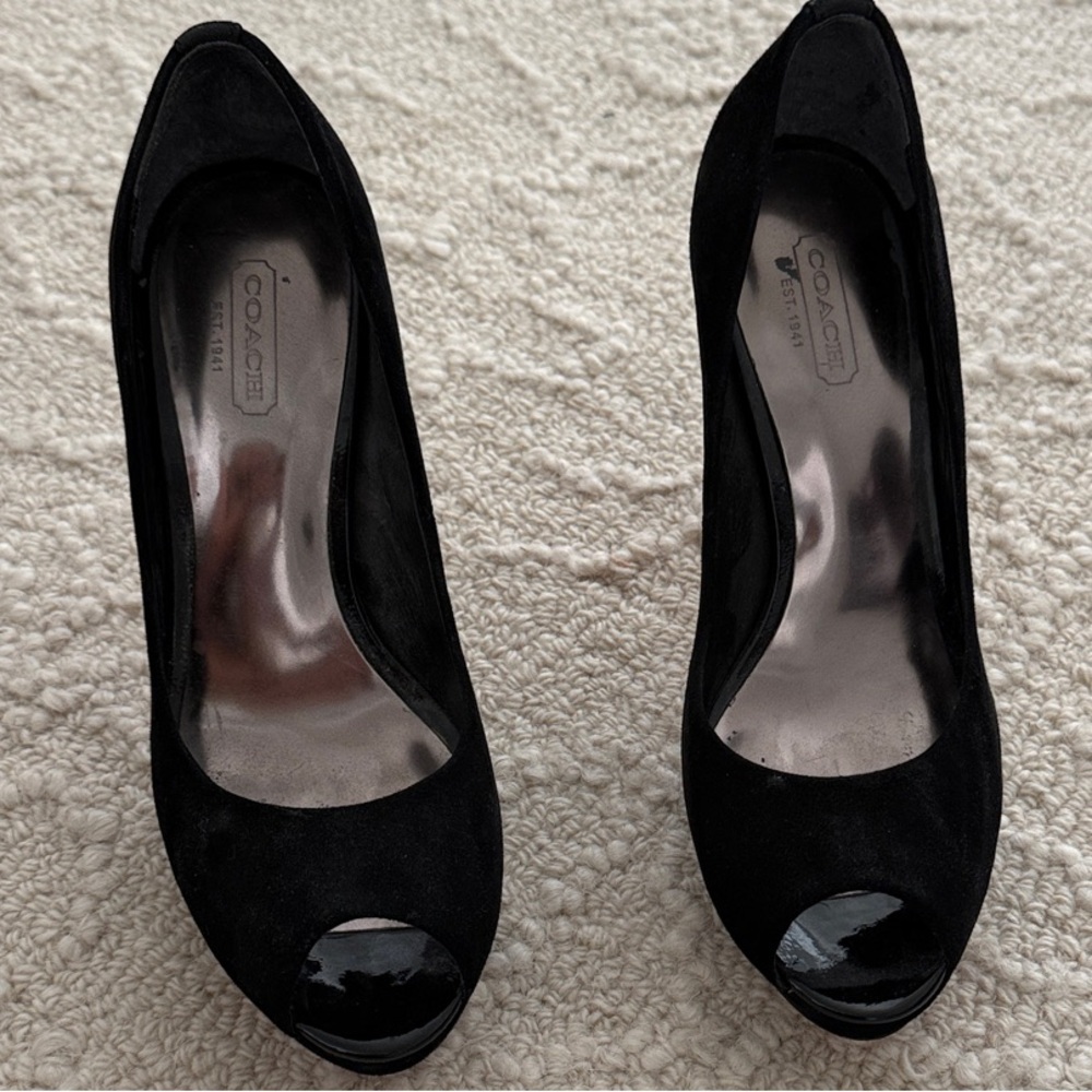 Coach Elegant Black Suede Heels